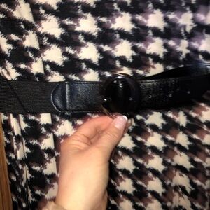 Black and White Houndstooth Skirt with Belt - size 6